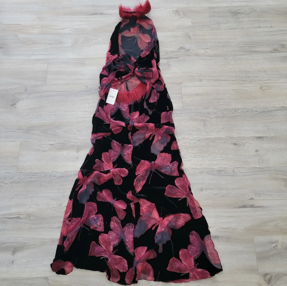 Kim Shui - Butterfly Velvet Gown Multi sz Medium - Picture 10 of 14